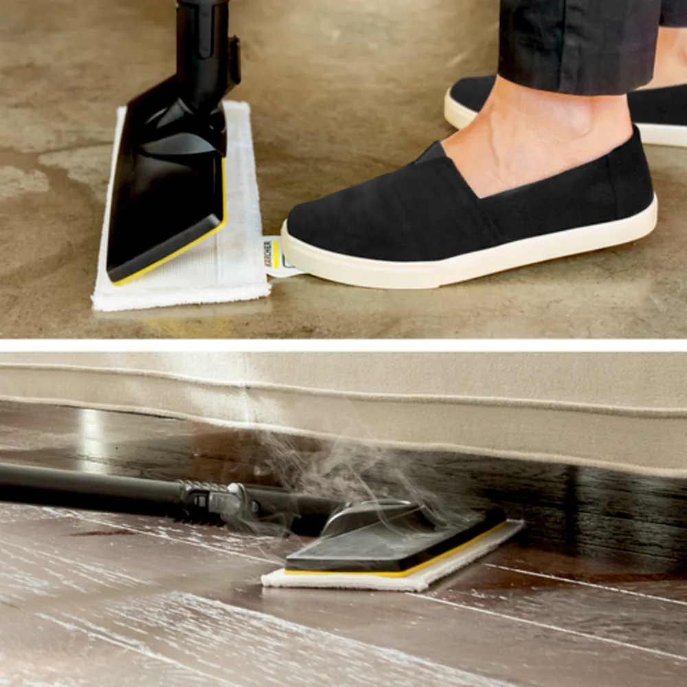 Máy hơi nước Karcher SC 2 Deluxe – Bộ khăn lau sàn EasyFix với kết nối linh hoạt giúp thao tác tháo lắp khăn lau cực kỳ nhanh chóng và dễ dàng