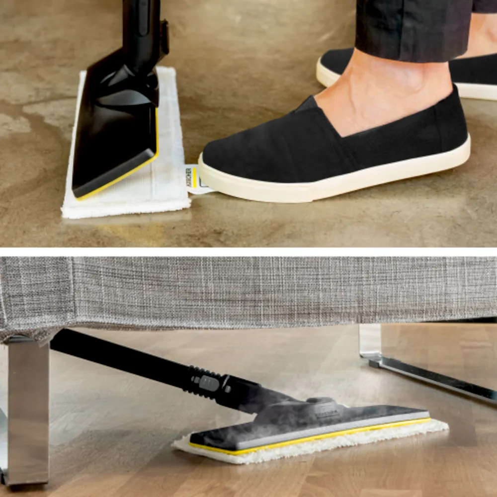 Máy hơi nước Karcher SC 2 EasyFix – Bộ khăn lau sàn EasyFix với kết nối linh hoạt giúp thao tác tháo lắp khăn lau cực kỳ nhanh chóng và dễ dàng