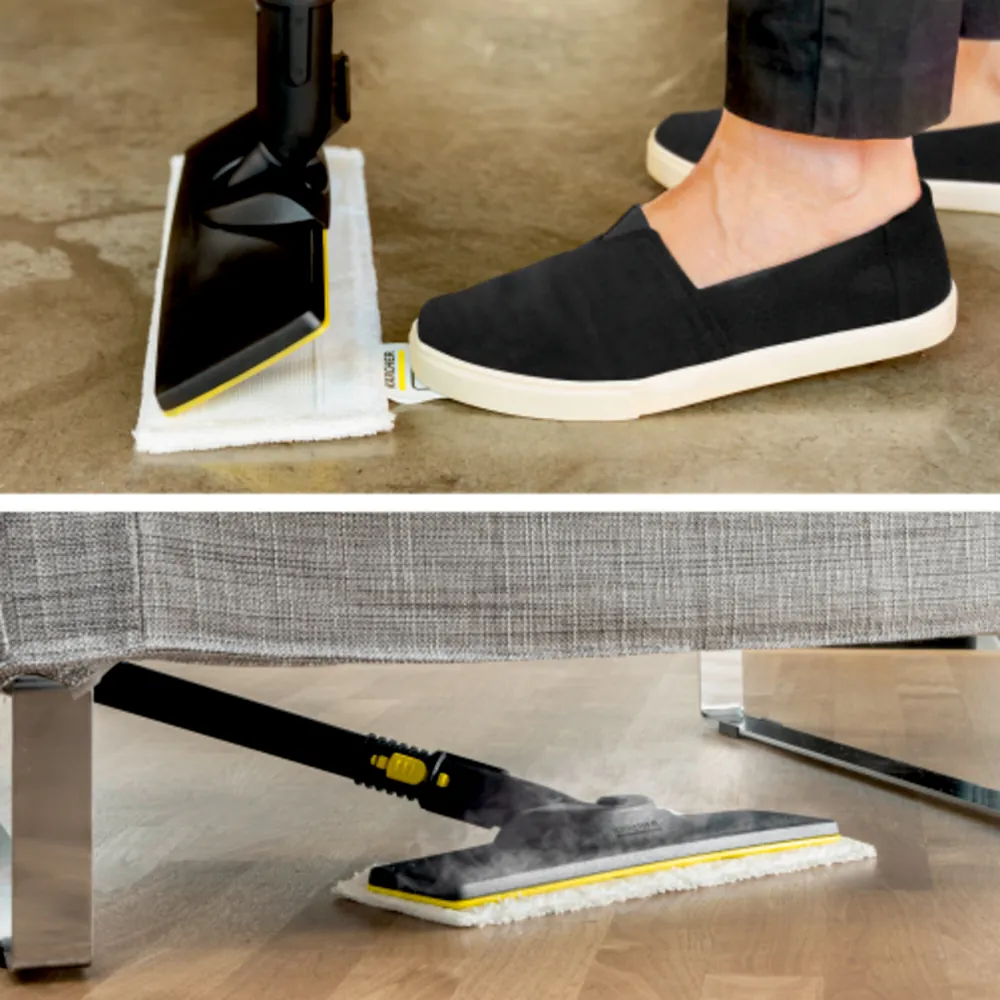 Máy hơi nước Karcher SC 3 EasyFix GNF Edition – Bộ khăn lau sàn EasyFix với kết nối linh hoạt giúp thao tác tháo lắp khăn lau cực kỳ nhanh chóng và dễ dàng