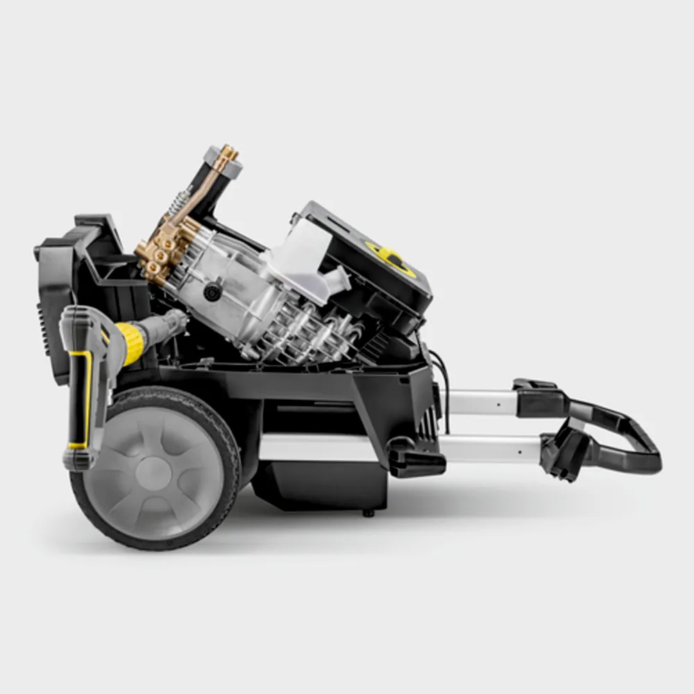 Máy phun rửa áp lực cao Karcher HD 10/25-4 S – Động cơ tốc độ thấp 4 cực với hệ thống làm mát bằng không khí kết hợp với nước, hệ thống bơm mạnh mẽ với pít-tông bằng thép không gỉ và đầu xi-lanh bằng đồng thau