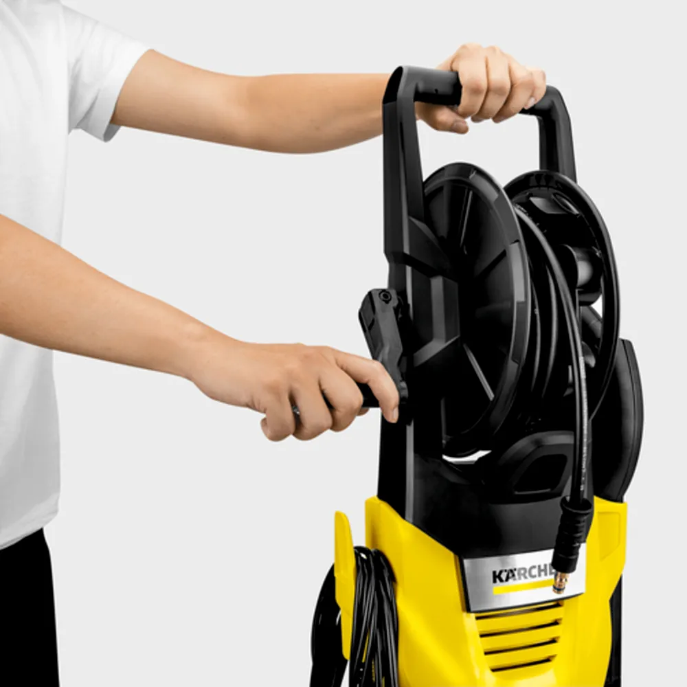 Máy phun rửa áp lực cao Karcher K 3 HR Plus – Guồng ống cố định dây áp lực cao để máy luôn được sẵn sàng sử dụng